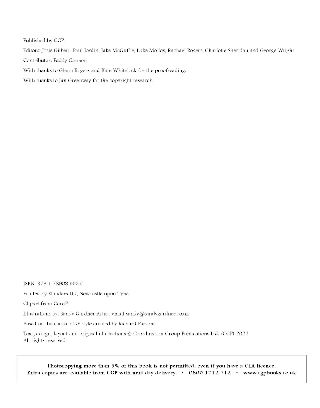 Sample of KS2 Y5 Maths English Science Knowledge Organiser Retriever CGP with Answers NEW ()